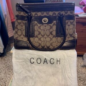 Coach Brown and Black Signature Satchel and small wallet